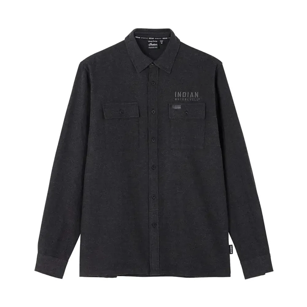 Indian Motorcycle Mens Flannel Twill Shirt Gray