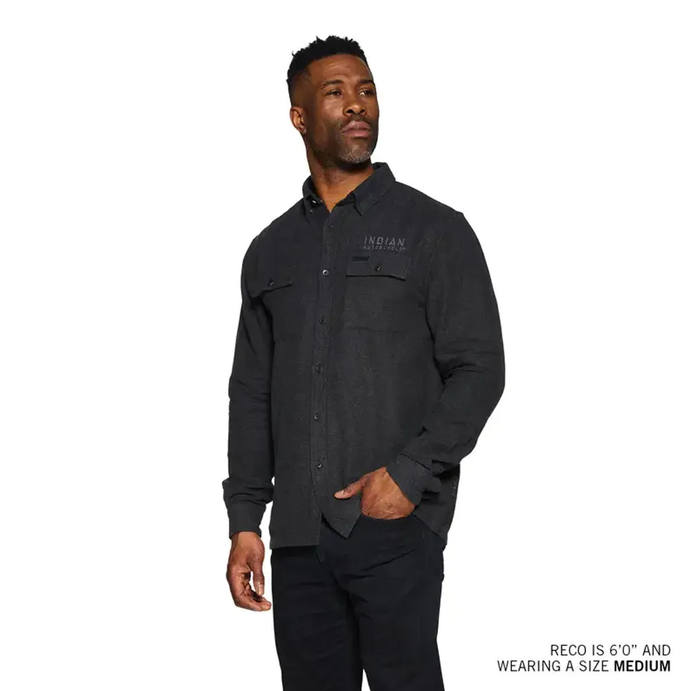 Indian Motorcycle Mens Flannel Twill Shirt Gray