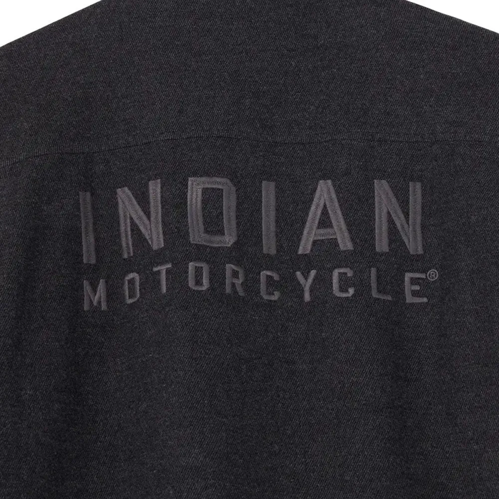 Indian Motorcycle Mens Flannel Twill Shirt Gray