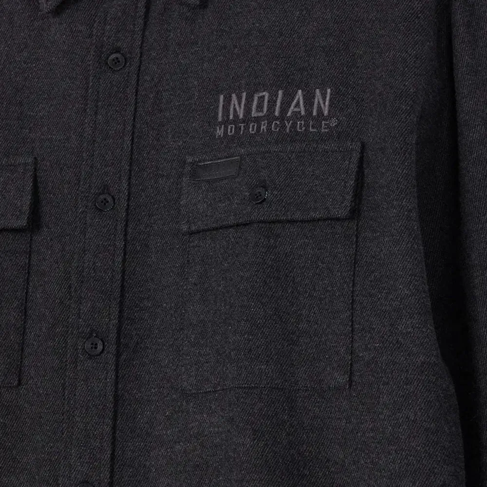 Indian Motorcycle Mens Flannel Twill Shirt Gray