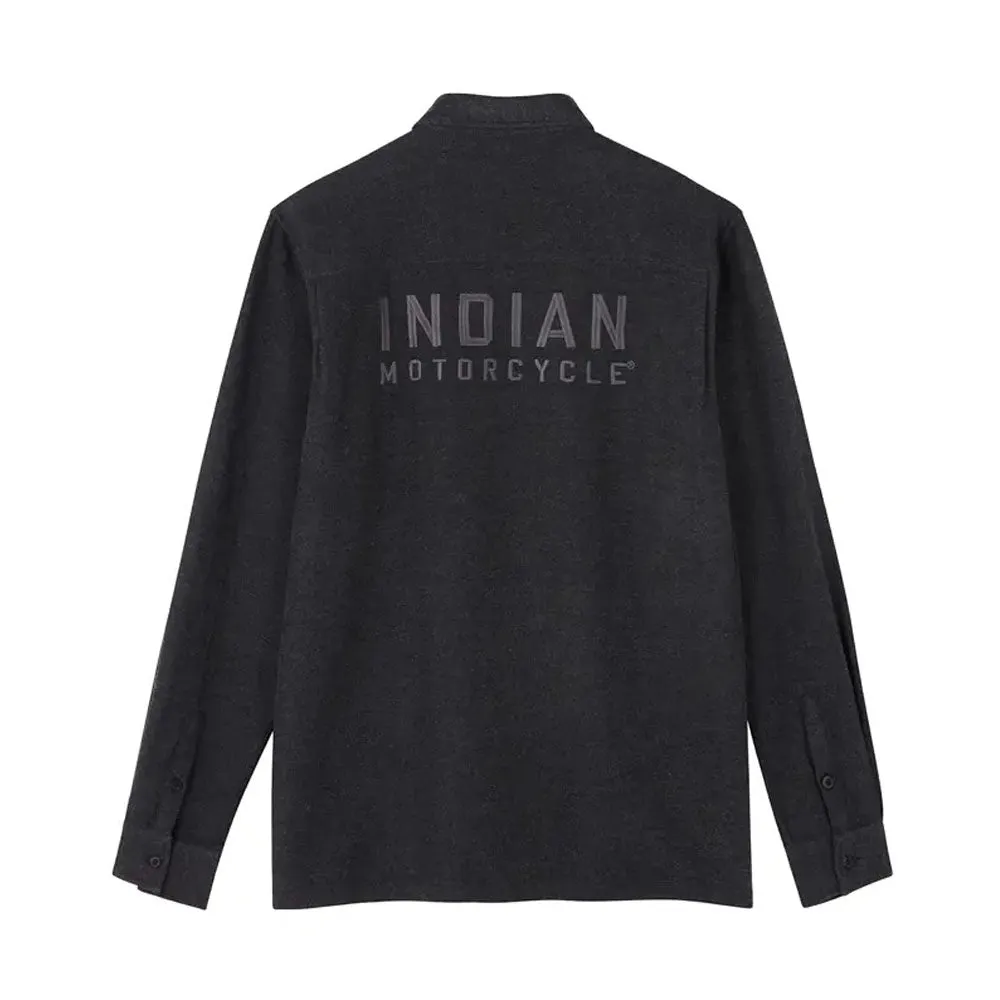 Indian Motorcycle Mens Flannel Twill Shirt Gray