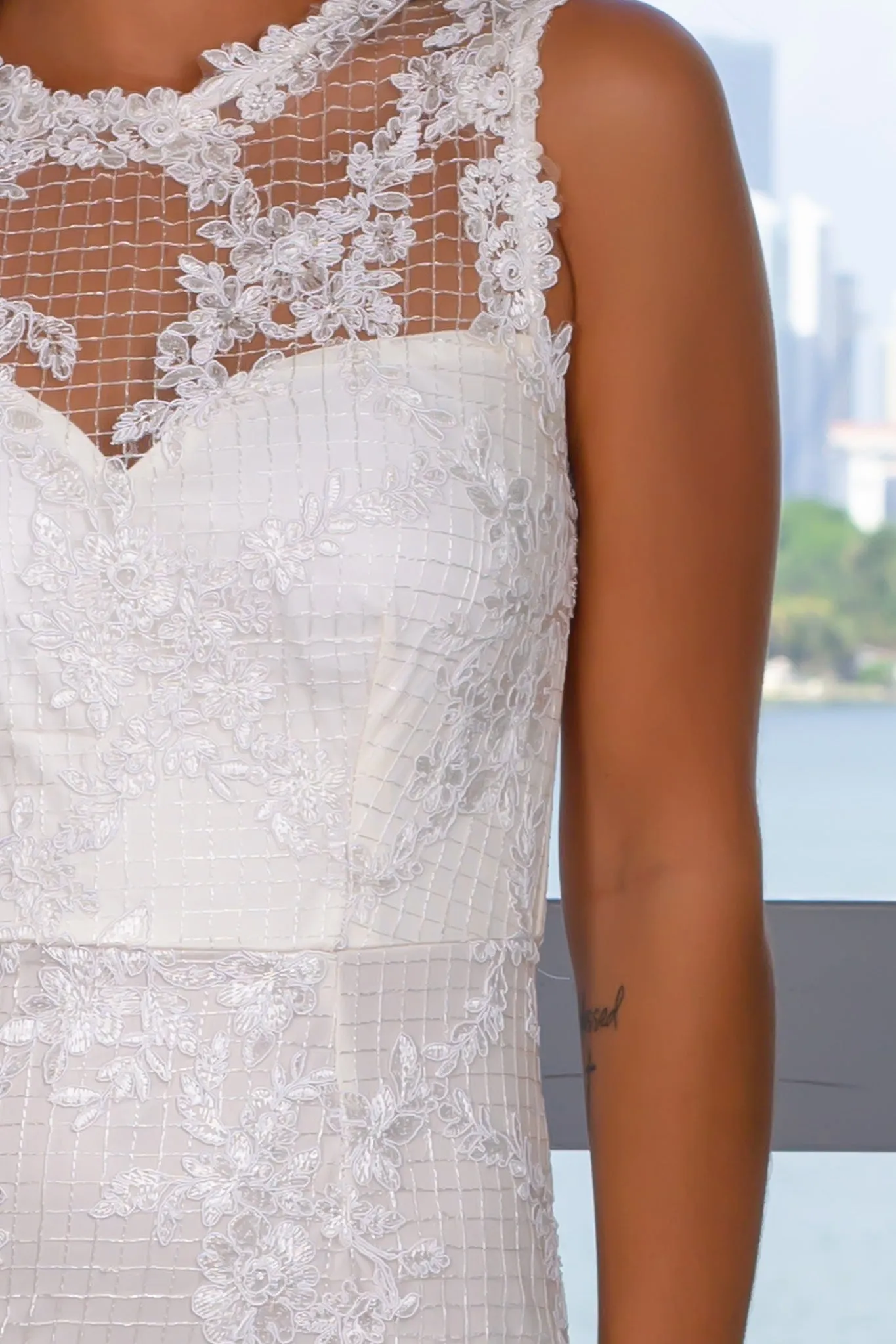 Ivory Embroidered Short Dress