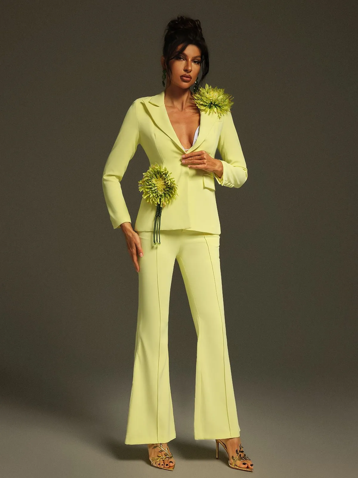 Jamaun Long Sleeve Flower Blazer Set