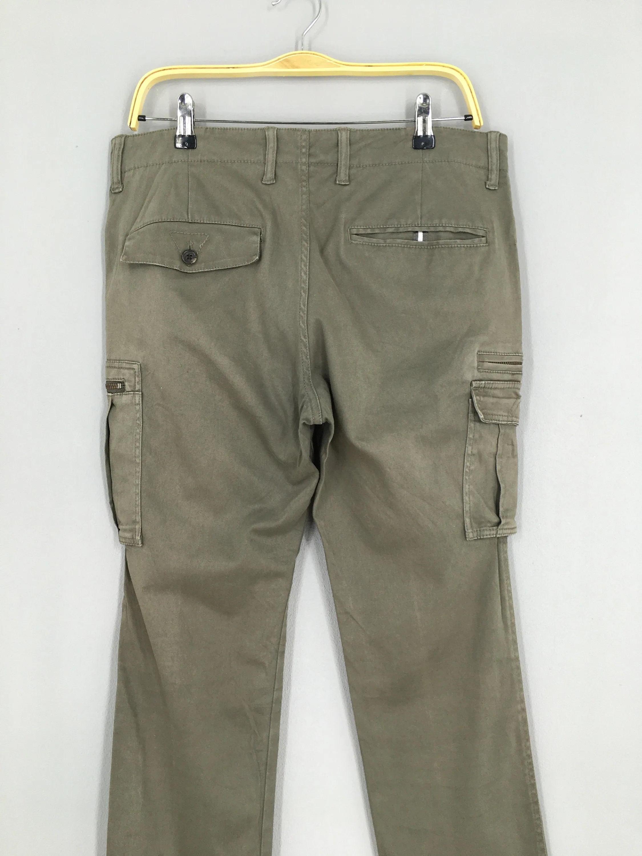 Japanese Brand Slim Fit Cargo Pants Gray Size 34x31