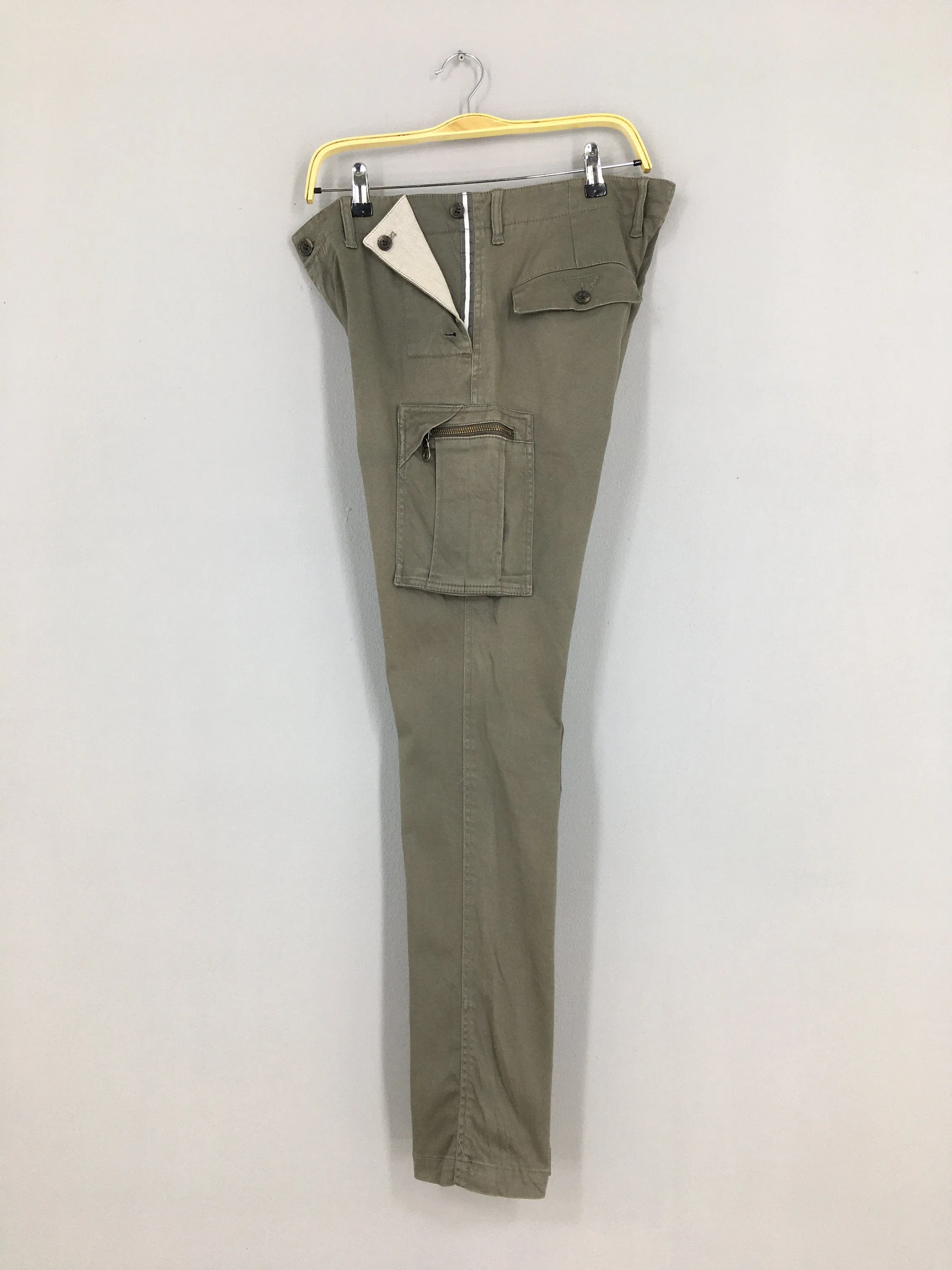 Japanese Brand Slim Fit Cargo Pants Gray Size 34x31