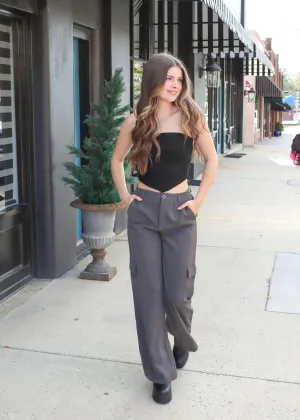 Just Getting Started Cargo Pants - Charcoal