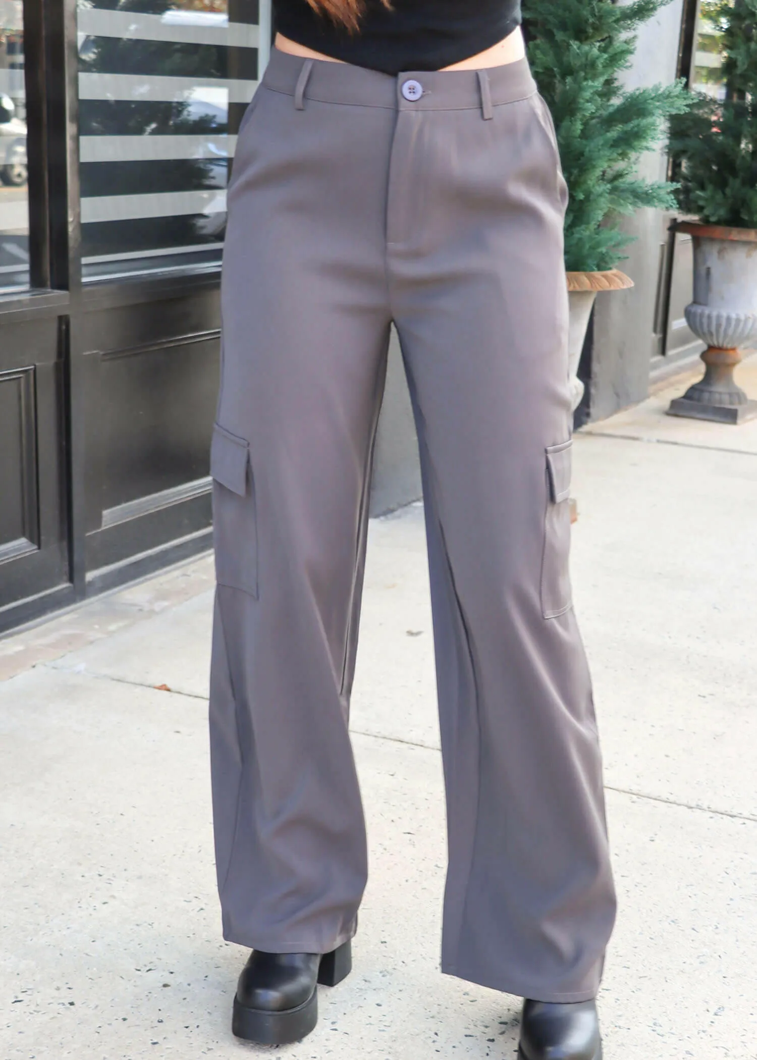 Just Getting Started Cargo Pants - Charcoal