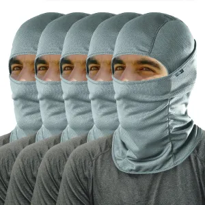 KINGSWAY® Dual Layer Face Mask for Bikers, Full Face Cover Balaclava Riding Gear Bike & Cycling Accessories Helmet Liner for Men Women Save from UV Sun and Dust, 4 Way Stretch, Grey, Pack of 5