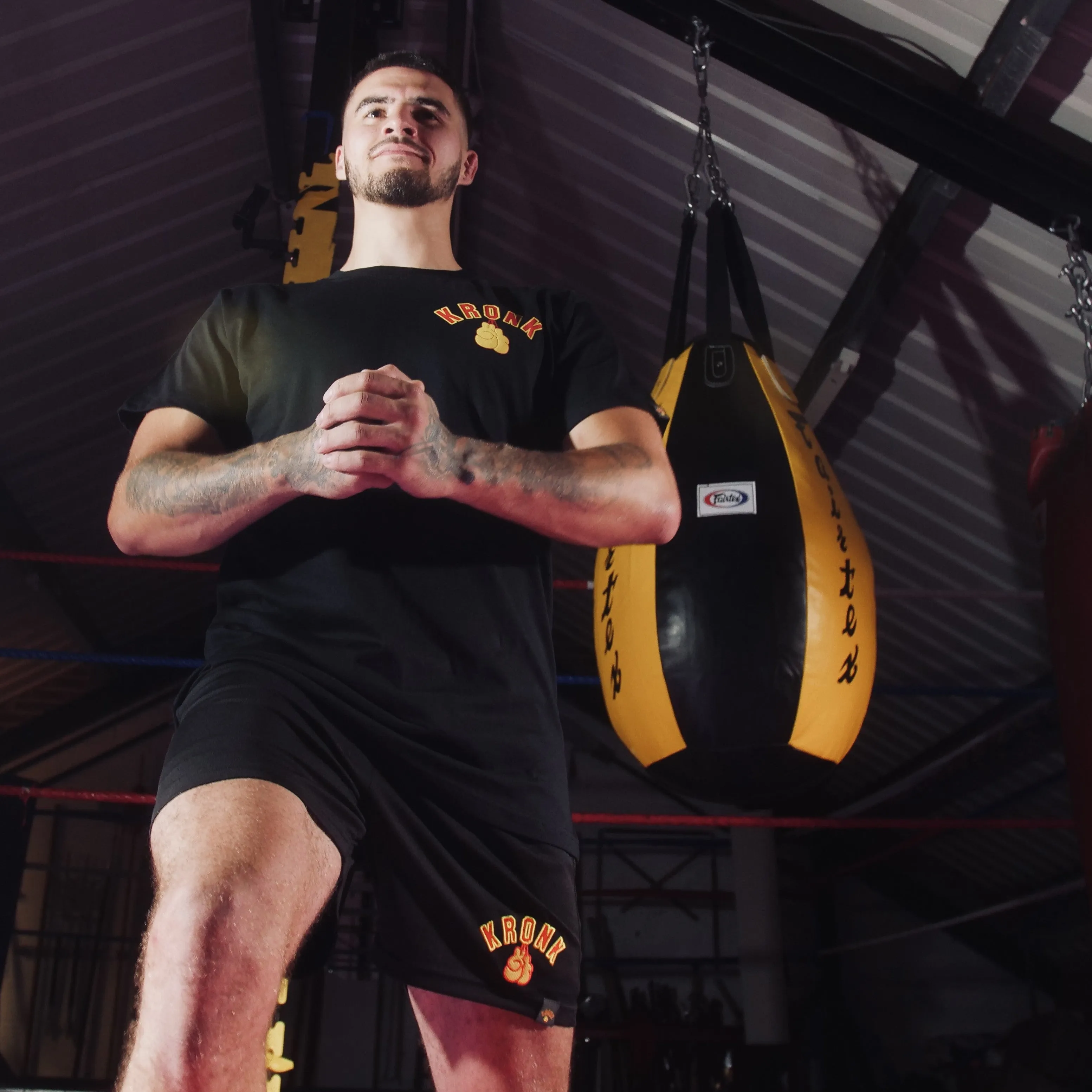 KRONK Gloves Applique Lined Gym Shorts Black