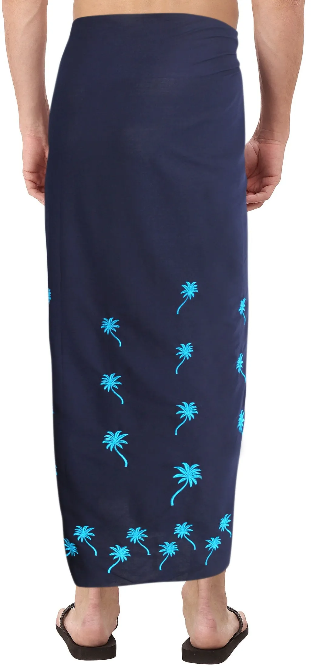 LA LEELA Rayon Solid Cover Up Beach Hawaiian Mens Wrap 72"X42" Navy Blue 3869 132113