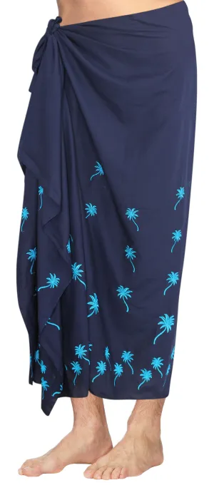 LA LEELA Rayon Solid Cover Up Beach Hawaiian Mens Wrap 72"X42" Navy Blue 3869 132113