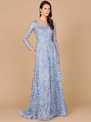 Lara 28987 - Illusion Neckline, Long Sleeves Gown