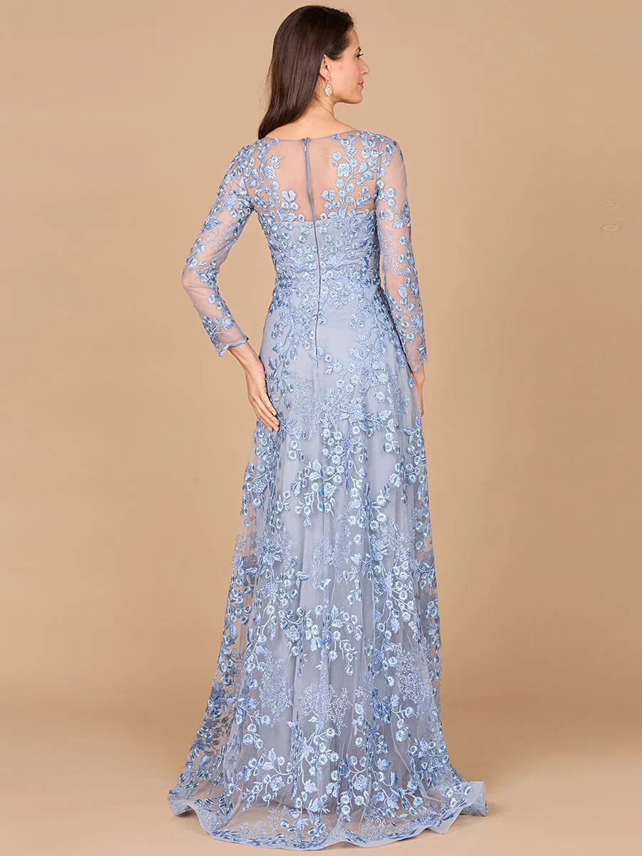 Lara 28987 - Illusion Neckline, Long Sleeves Gown