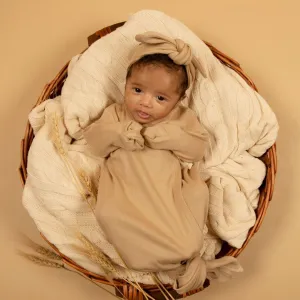 Latte Organic gown and headband set