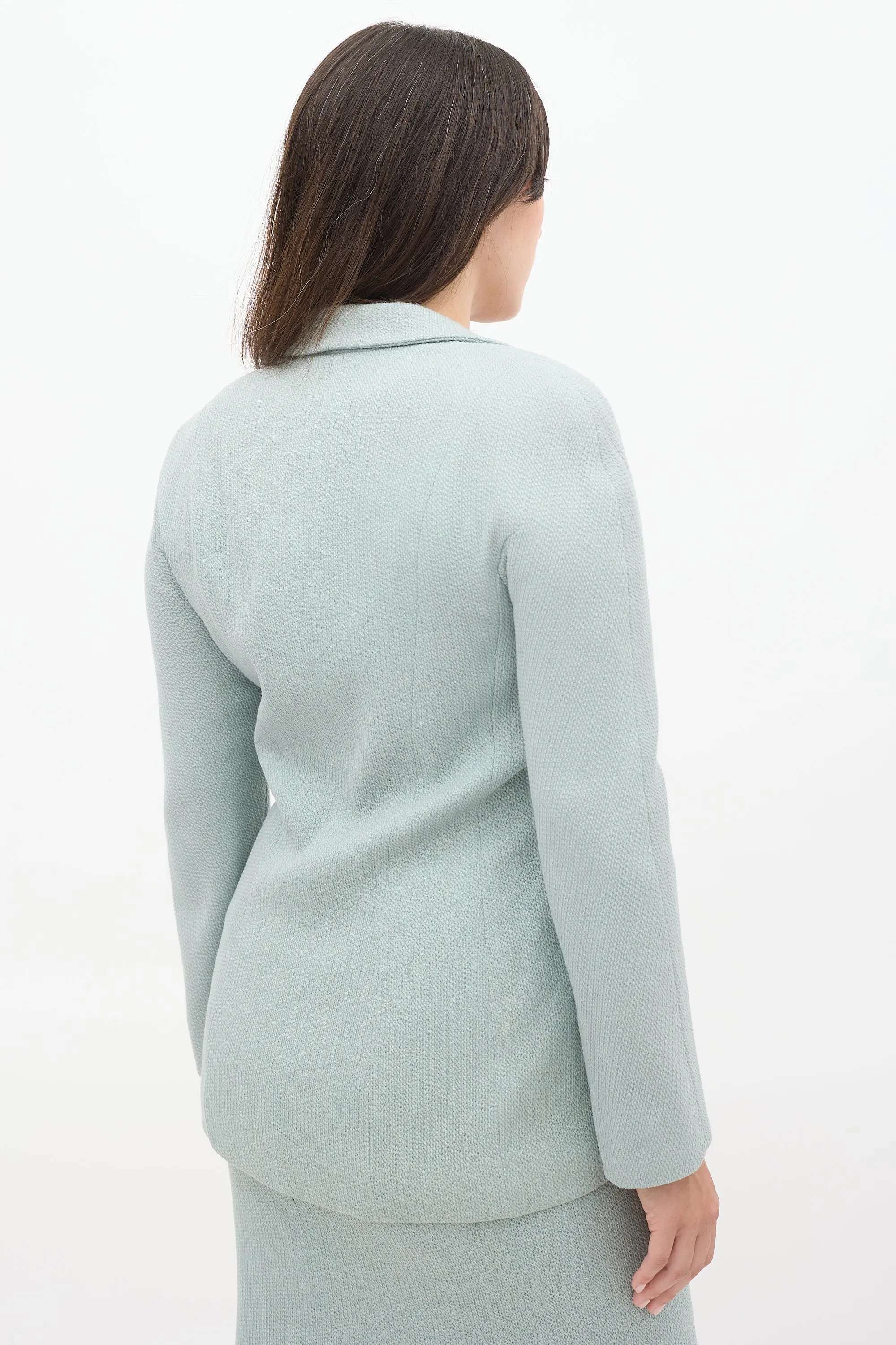 Light Green Wool Two Piece Skirt Suit