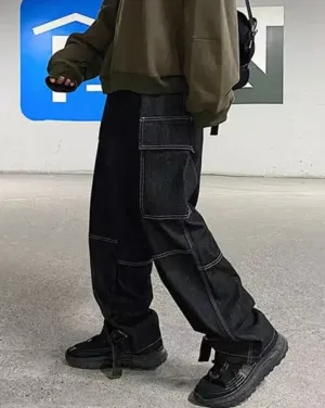 Loose Cargo Denim Jeans