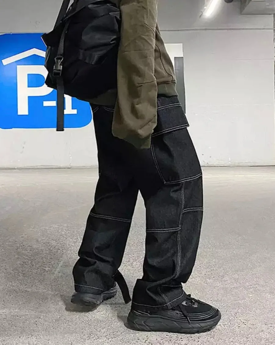 Loose Cargo Denim Jeans
