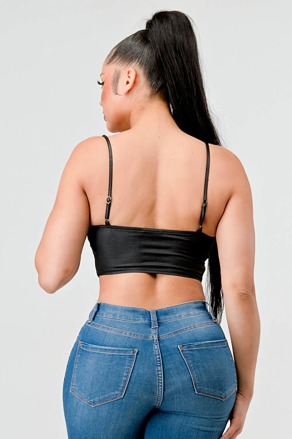 LUX COATING CHAIN STRAPS TWSIT SWEETHEART BRALETTE