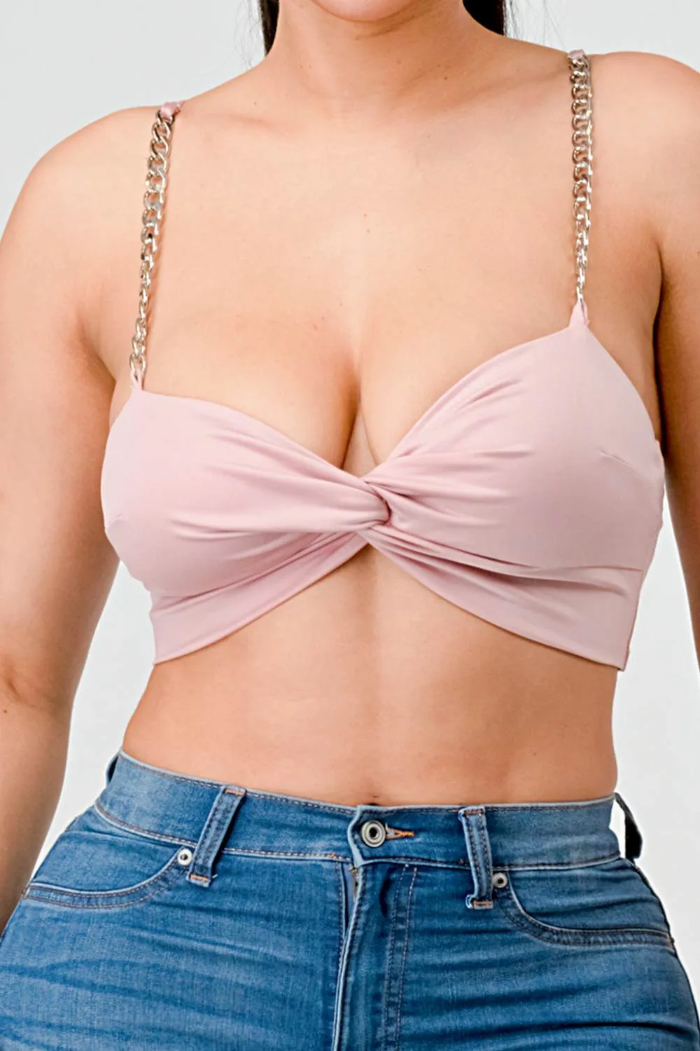 LUX COATING CHAIN STRAPS TWSIT SWEETHEART BRALETTE