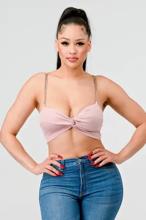 LUX COATING CHAIN STRAPS TWSIT SWEETHEART BRALETTE