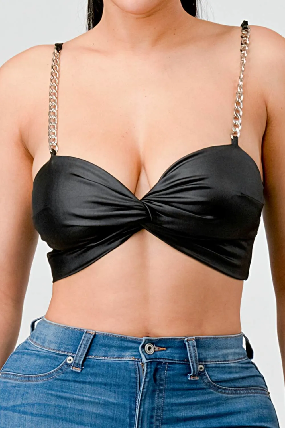 LUX COATING CHAIN STRAPS TWSIT SWEETHEART BRALETTE