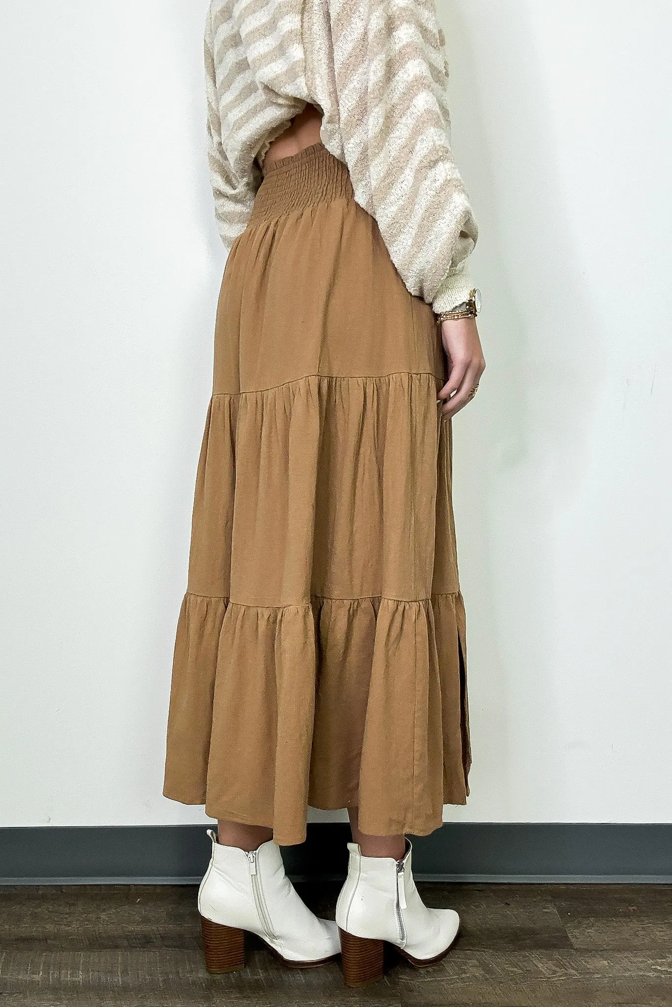Luxe Drift Tiered Midi Skirt