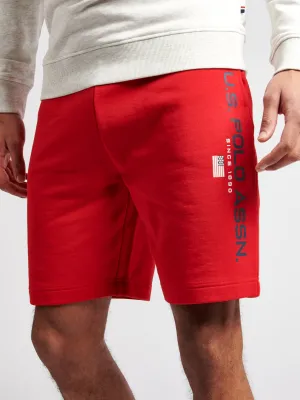 Mens Block Flag Graphic Shorts in Tango Red