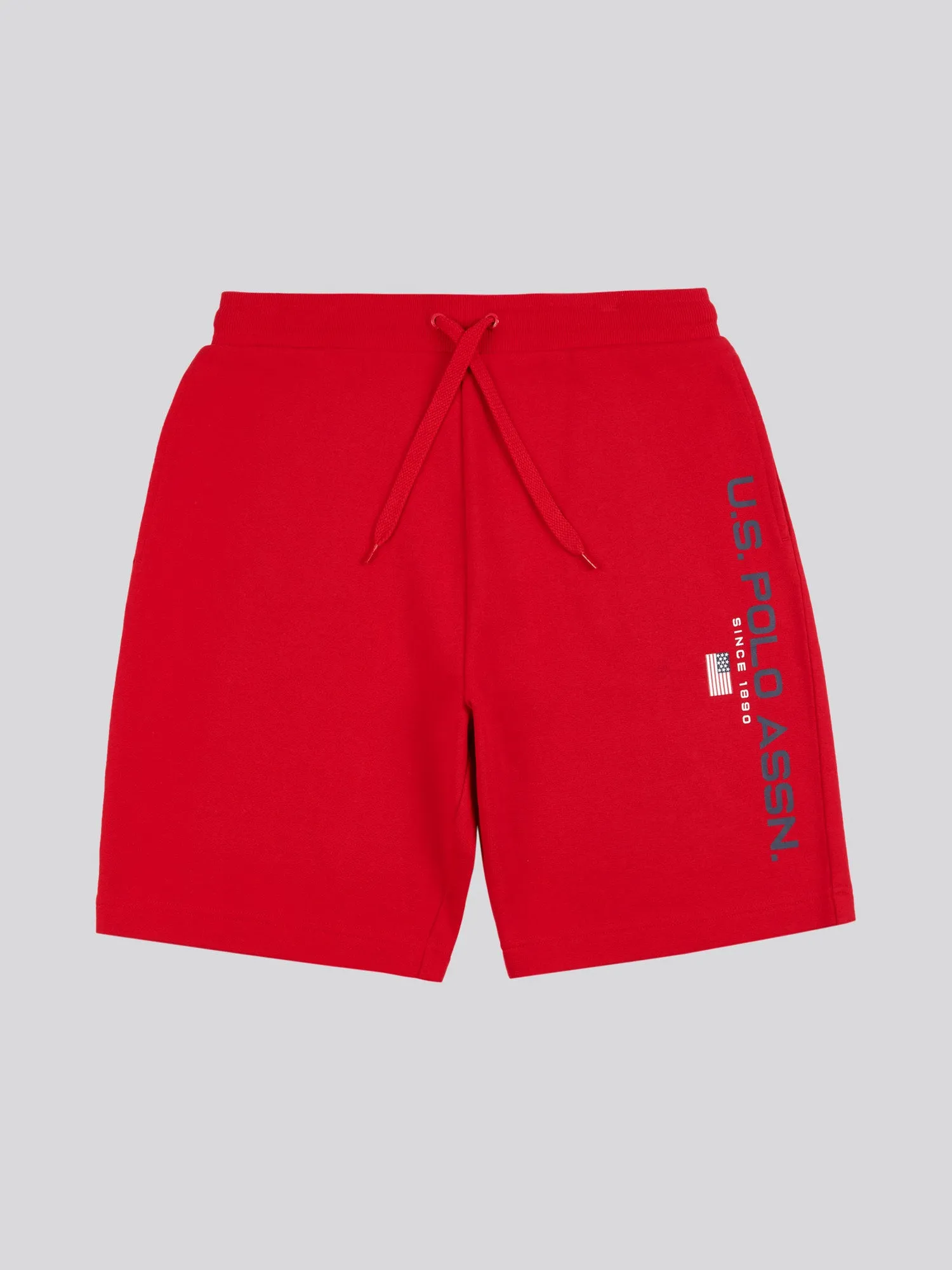 Mens Block Flag Graphic Shorts in Tango Red