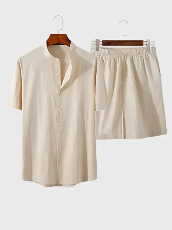 Men’s Casual Long-Sleeve Shorts Set