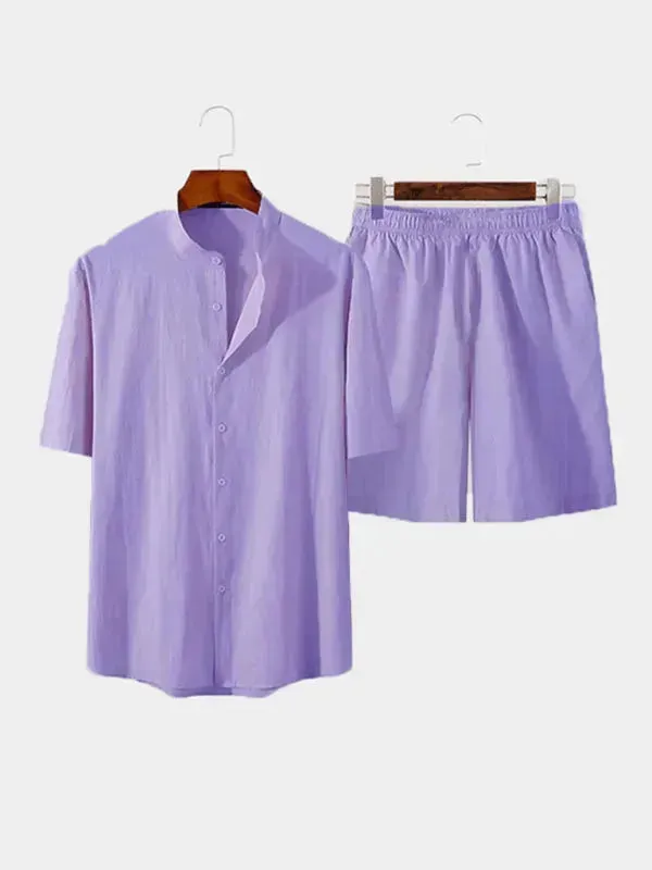 Men’s Casual Long-Sleeve Shorts Set