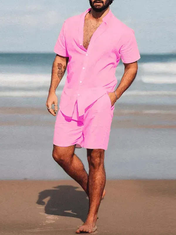 Men’s Casual Long-Sleeve Shorts Set