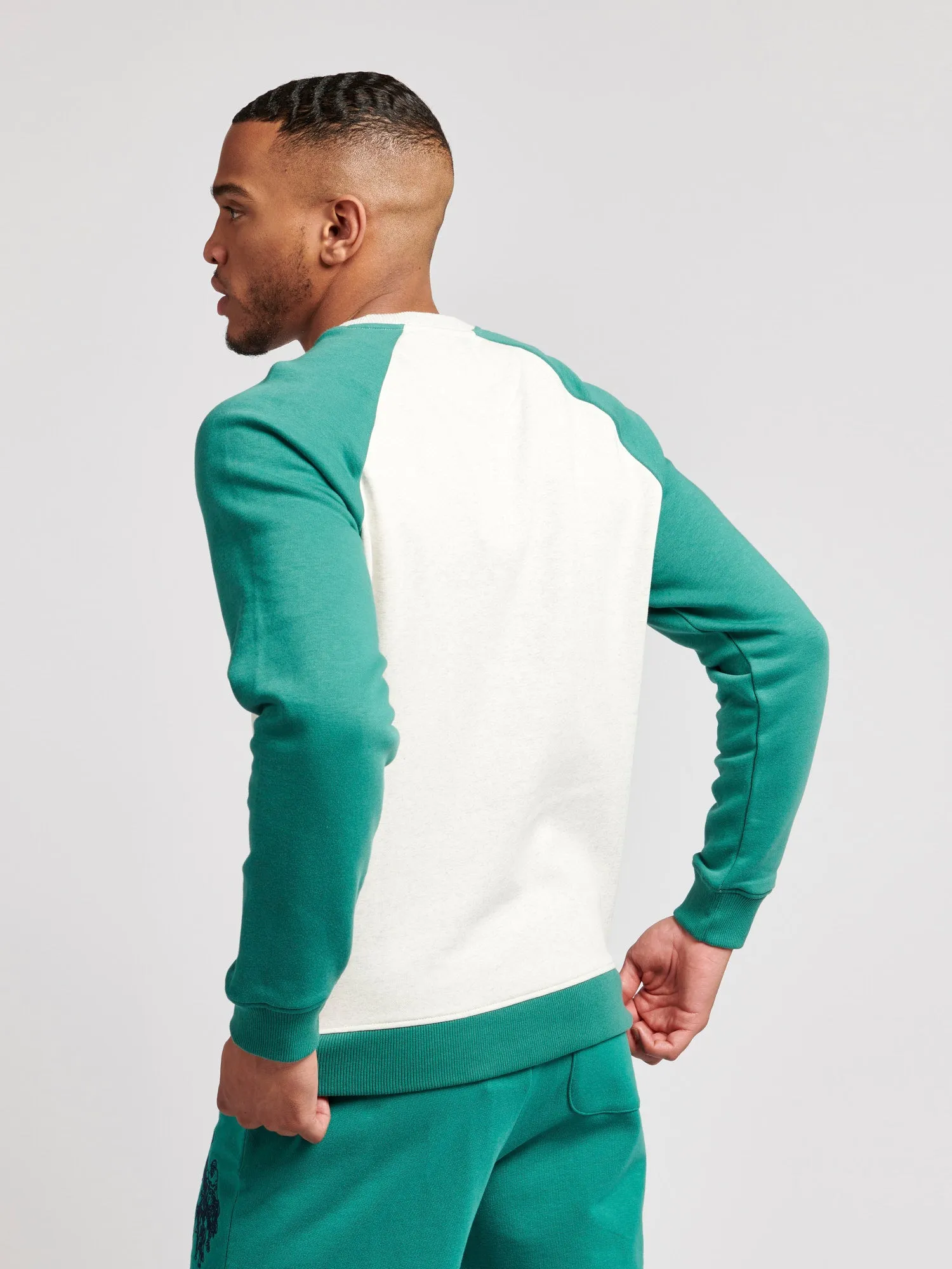 Mens Colour Block Sweatshirt in Ivy