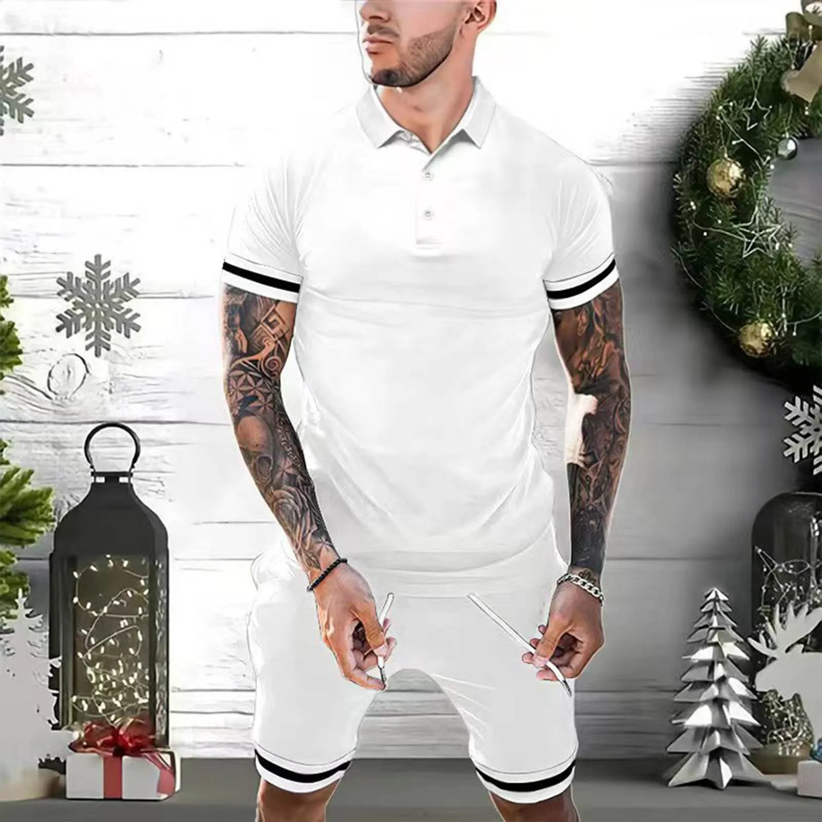 Men's Fashion Summer Short Sets: Polo Shirt and Shorts