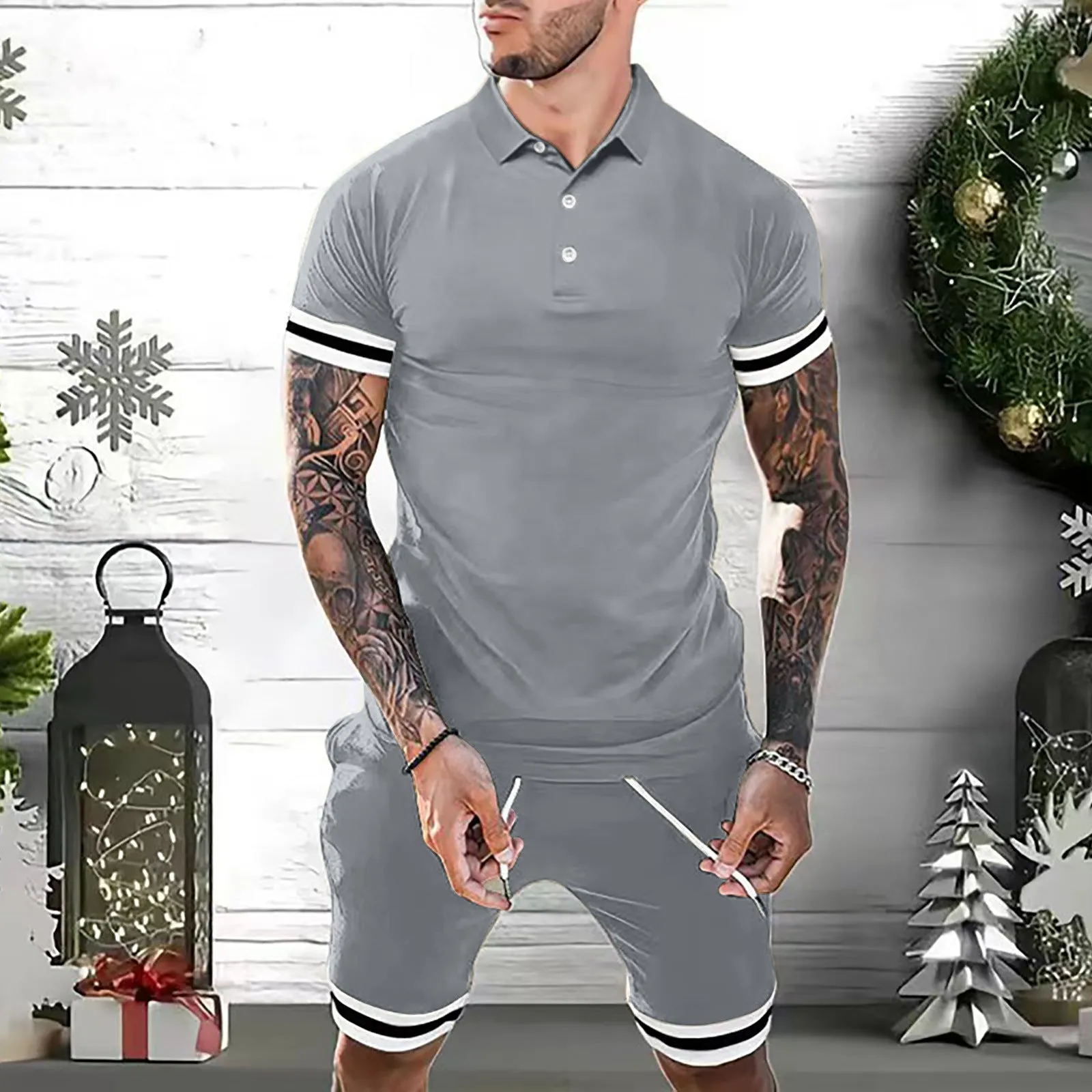 Men's Fashion Summer Short Sets: Polo Shirt and Shorts