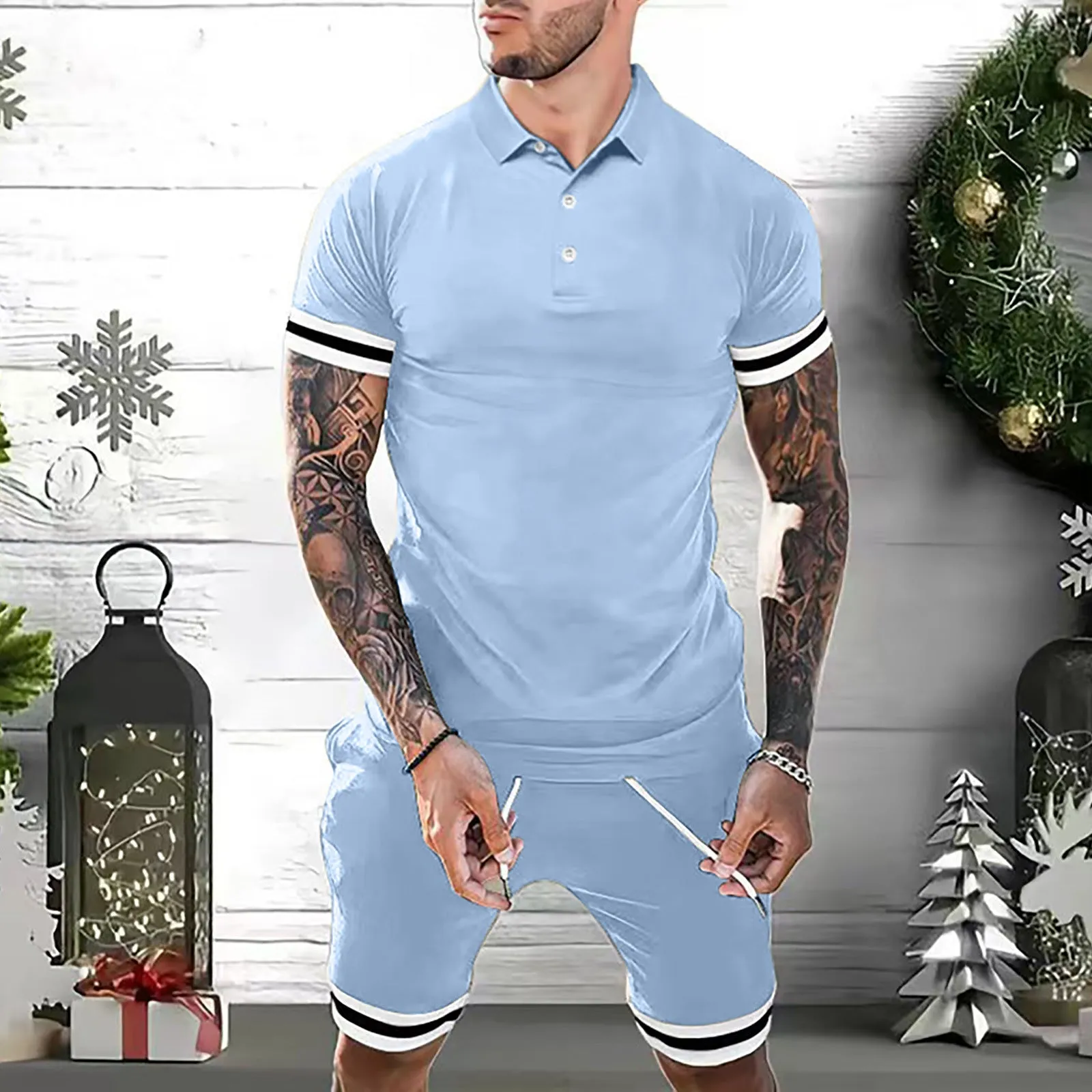 Men's Fashion Summer Short Sets: Polo Shirt and Shorts