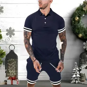 Men's Fashion Summer Short Sets: Polo Shirt and Shorts