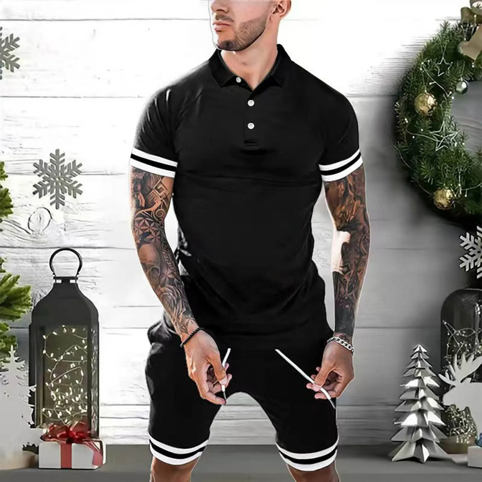 Men's Fashion Summer Short Sets: Polo Shirt and Shorts