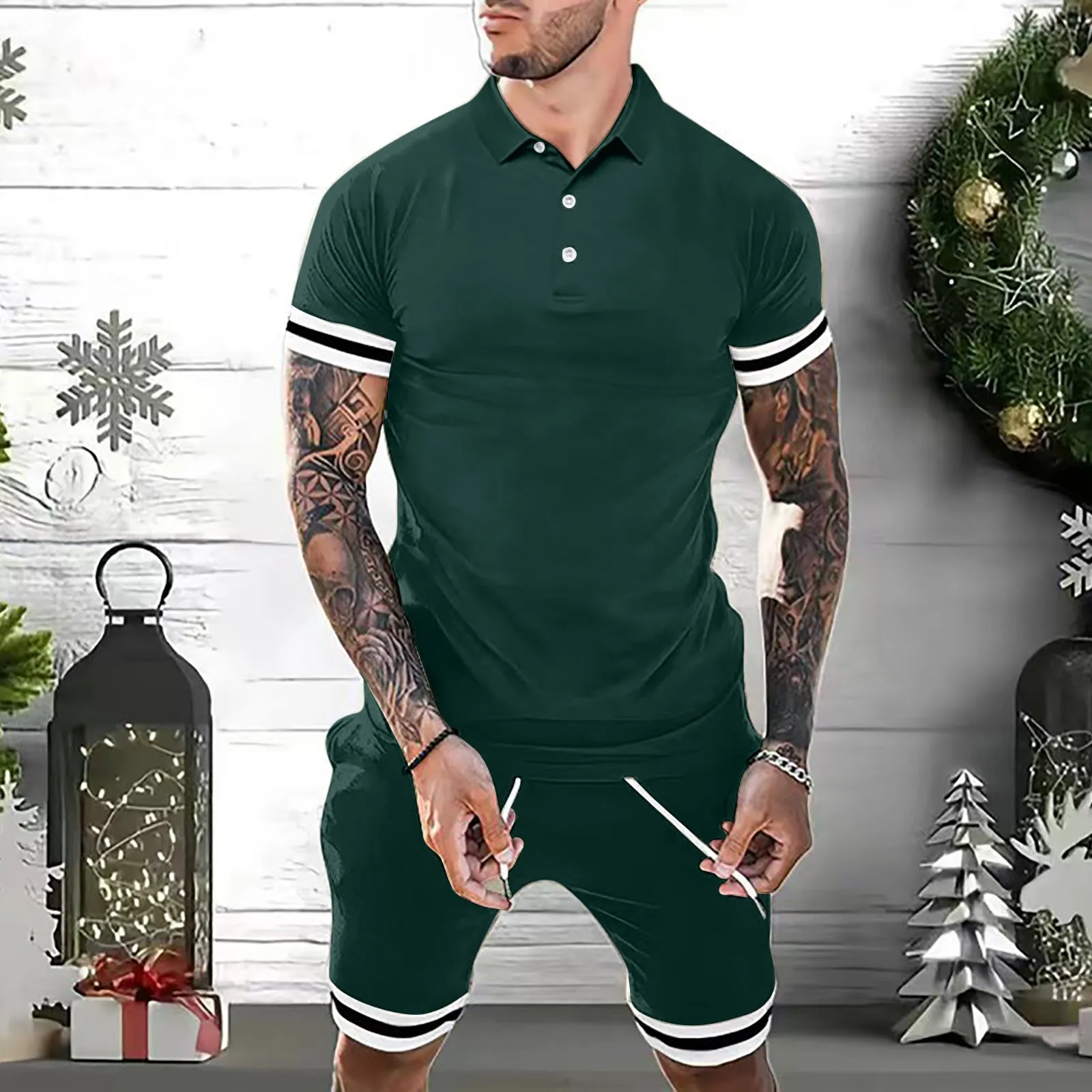 Men's Fashion Summer Short Sets: Polo Shirt and Shorts