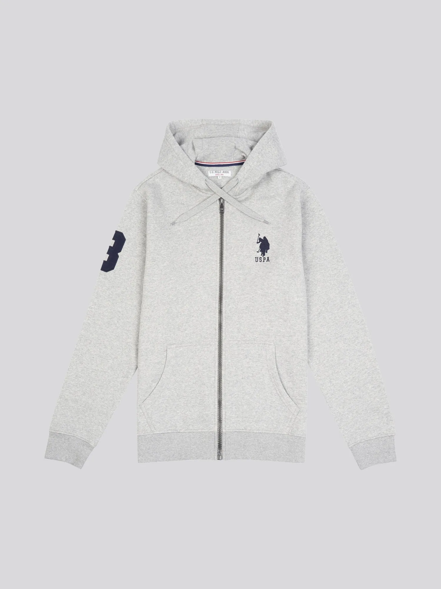 Mens Player 3 Zip-Through Hoodie in Vintage Grey Heather