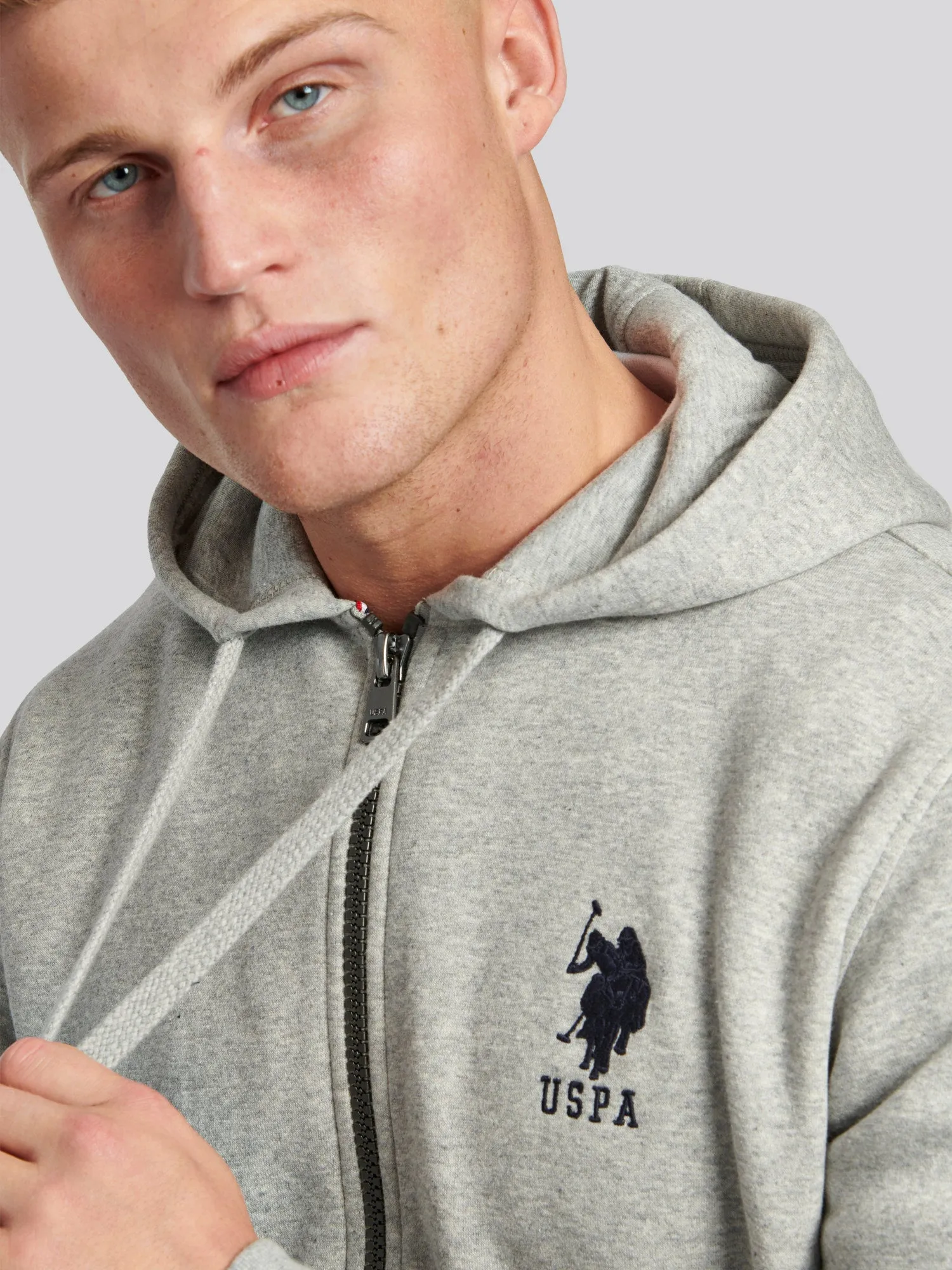 Mens Player 3 Zip-Through Hoodie in Vintage Grey Heather