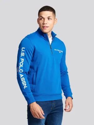 Mens Quarter Zip Sport Sweatshirt in Classic Blue