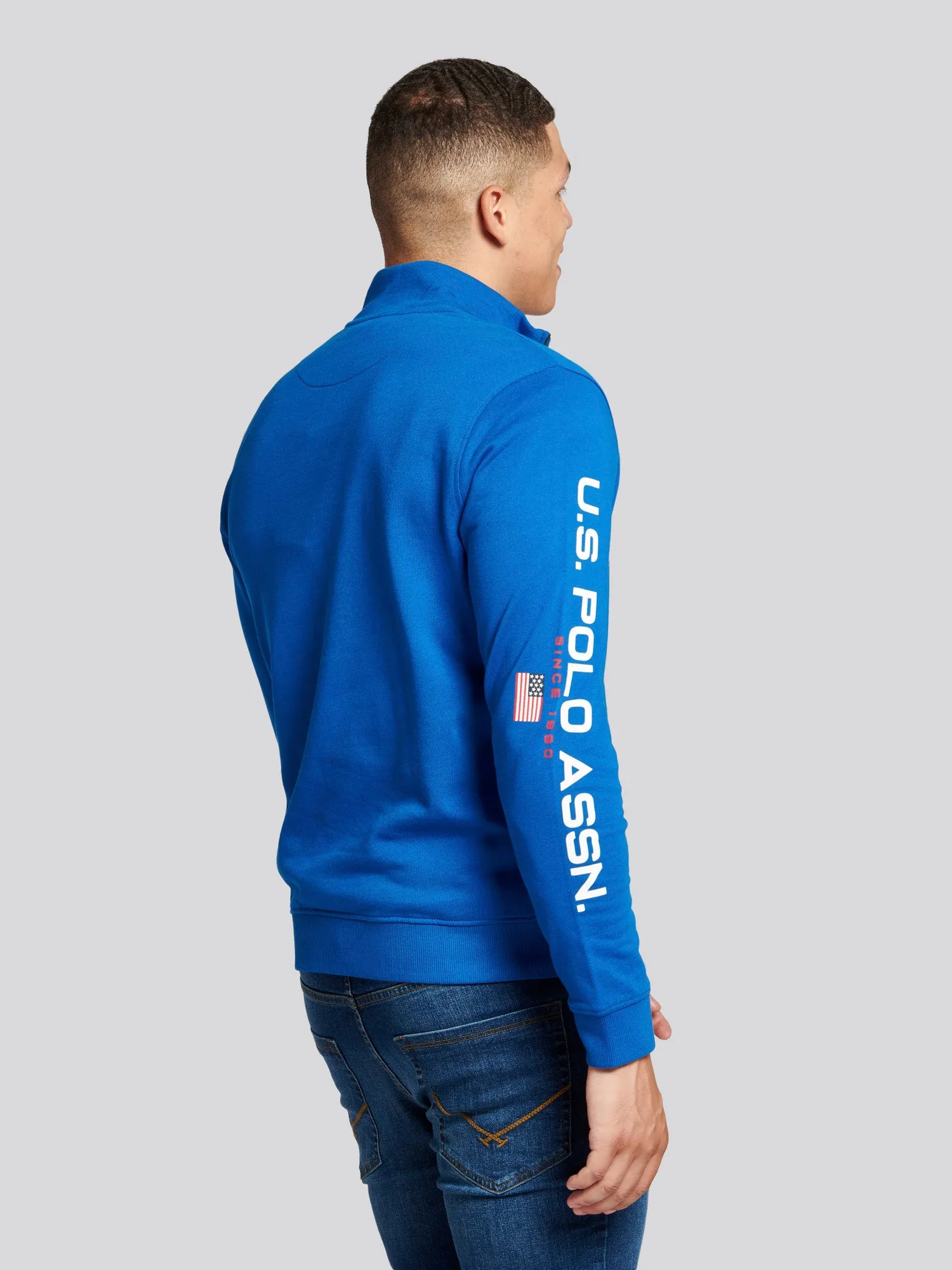 Mens Quarter Zip Sport Sweatshirt in Classic Blue