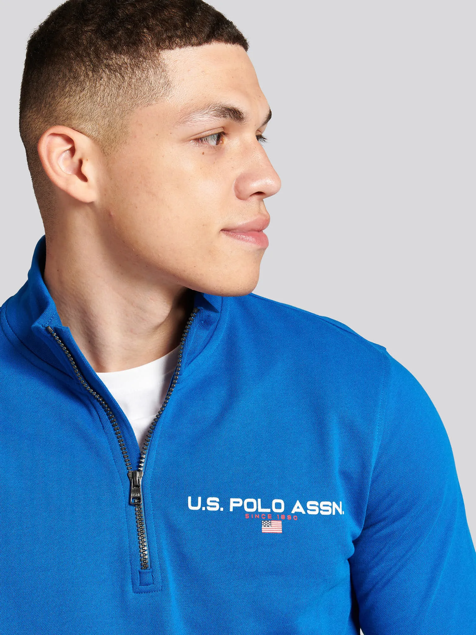 Mens Quarter Zip Sport Sweatshirt in Classic Blue