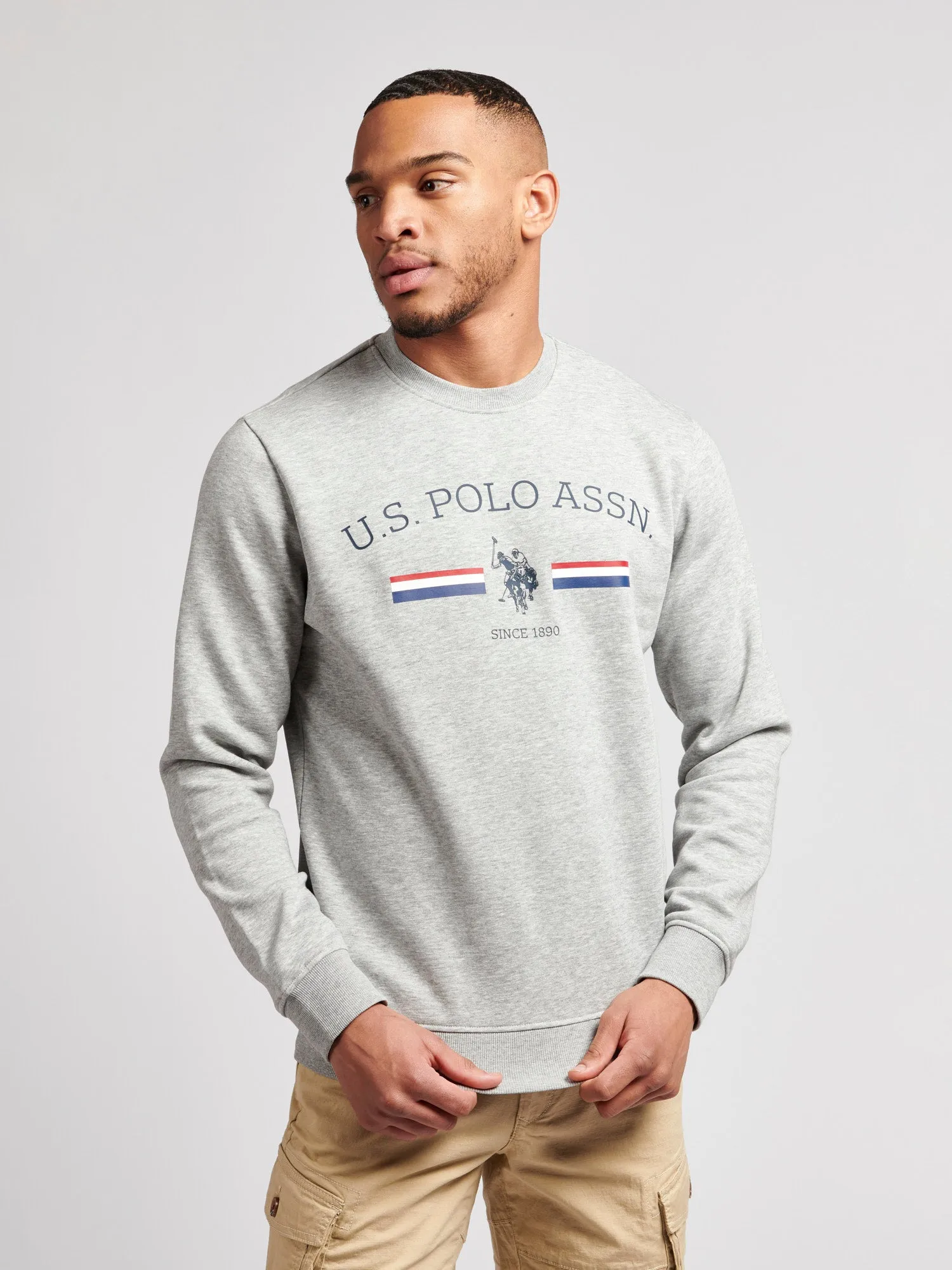 Mens Rider Crew Neck Sweatshirt in Vintage Grey Heather