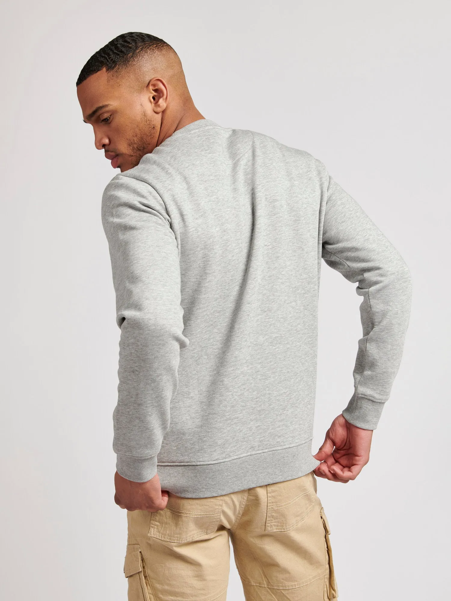 Mens Rider Crew Neck Sweatshirt in Vintage Grey Heather
