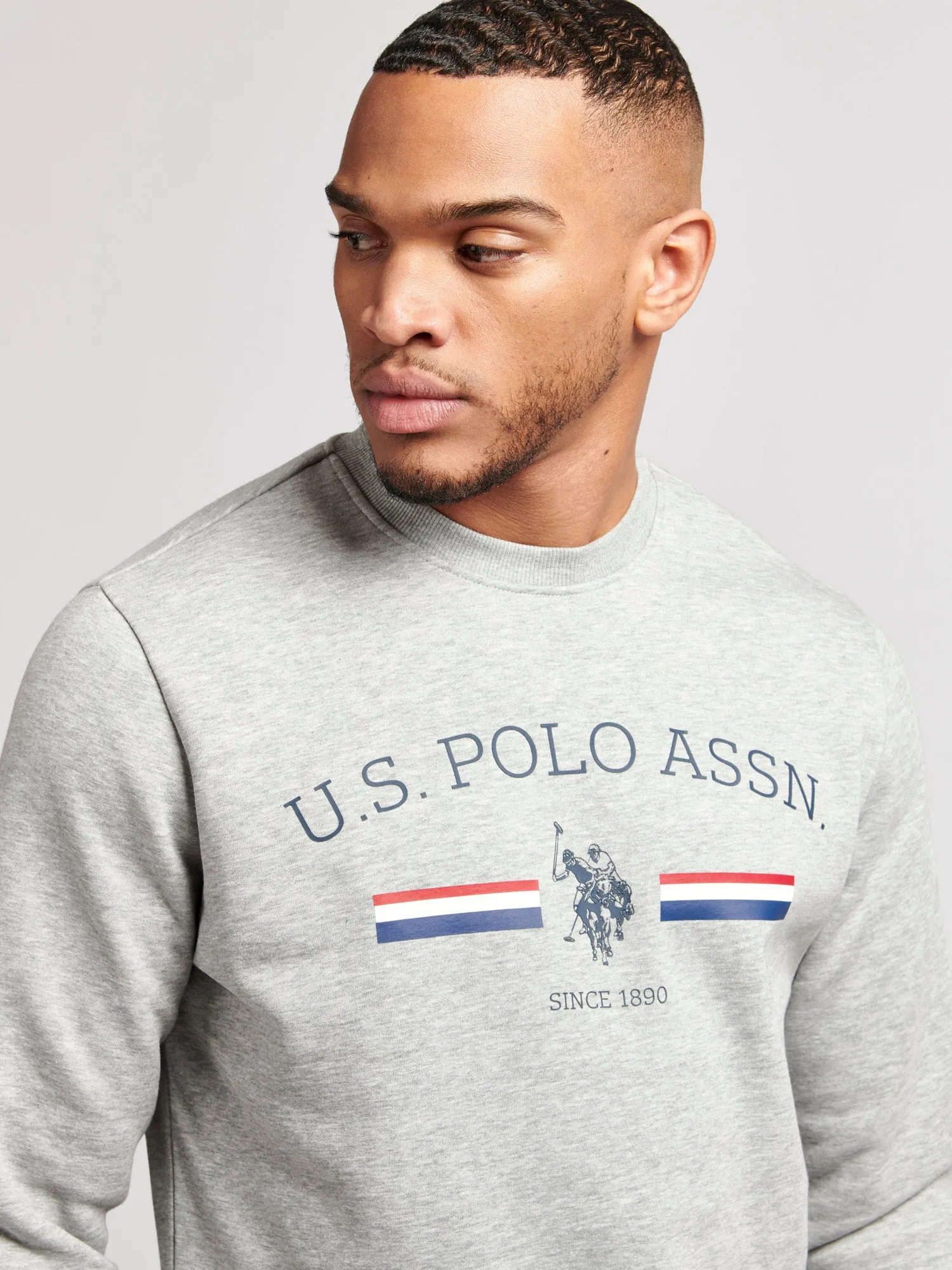 Mens Rider Crew Neck Sweatshirt in Vintage Grey Heather
