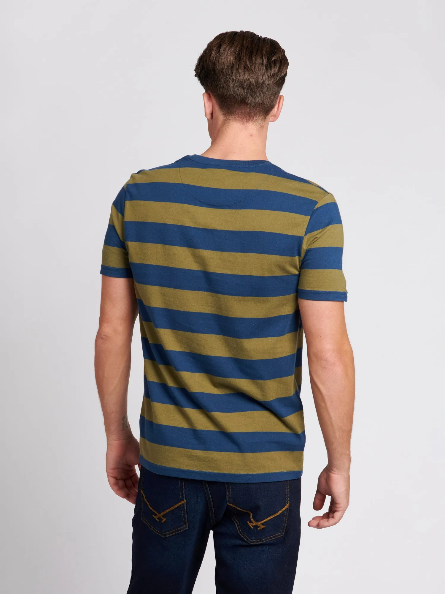 Mens Rugby Stripe T-Shirt in Burnt Olive
