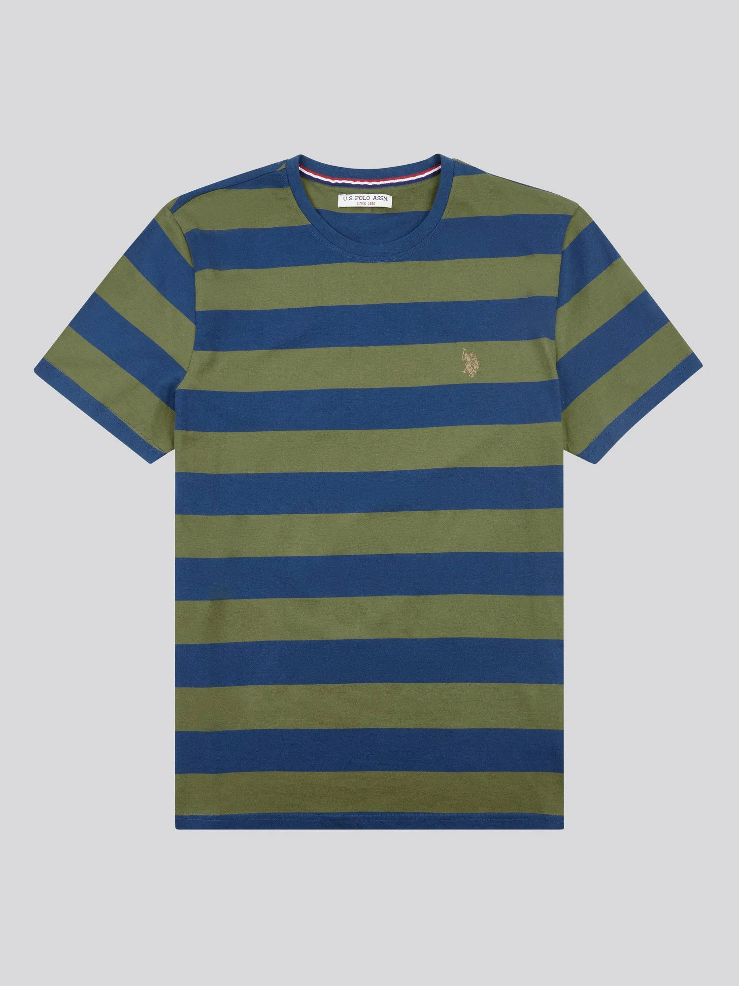 Mens Rugby Stripe T-Shirt in Burnt Olive