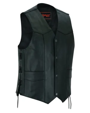 Men's Traditional Leather side lacing Vest - Black