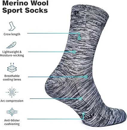 Merino Wool Running Socks - (Pack of 2) Space Blue